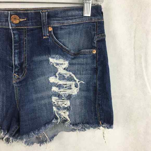 Express Shorts Womens Sz 6 Blue Jean Distressed Ripped Cut Off Denim - Picture 8 of 12